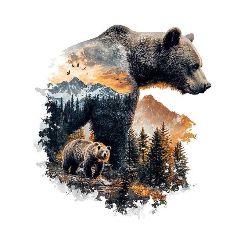 Привлекательная наклейка на машину с изображением медведя и горной scenery, водостойкие виниловые наклейки, декор кузова автомобиля, окна, бампера, наклейки на шлем мотоцикла SH1222
