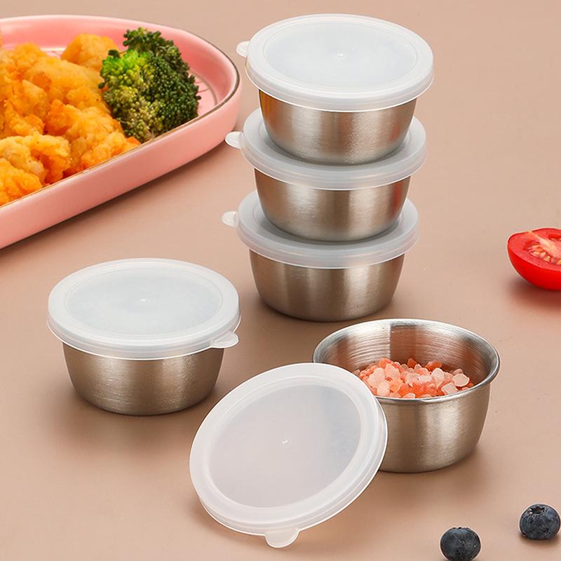 1/6 шт. 40 мл контейнер для заправки салата соусницы портативные небольшие чашки из нержавеющей стали для соуса с герметичными крышками чашки для макания