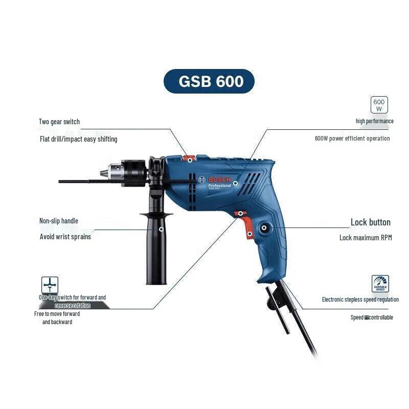 Bosch GSB600 Impact Drill & Electric Drill Household Tool Set CN plug (adapter included)