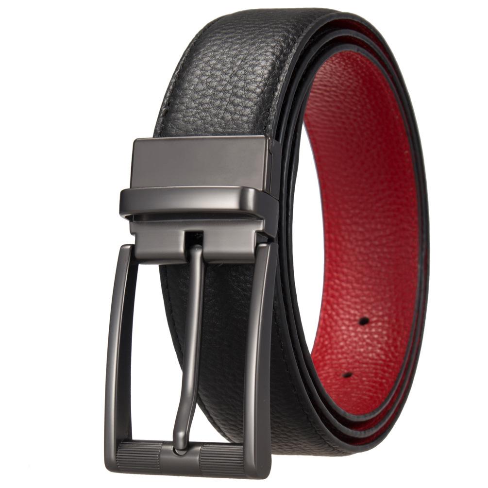 Модный перфорированный ремень, ремень из коровьей кожи первого слоя, ремень с пряжкой для мужчин Ly35-25935-5