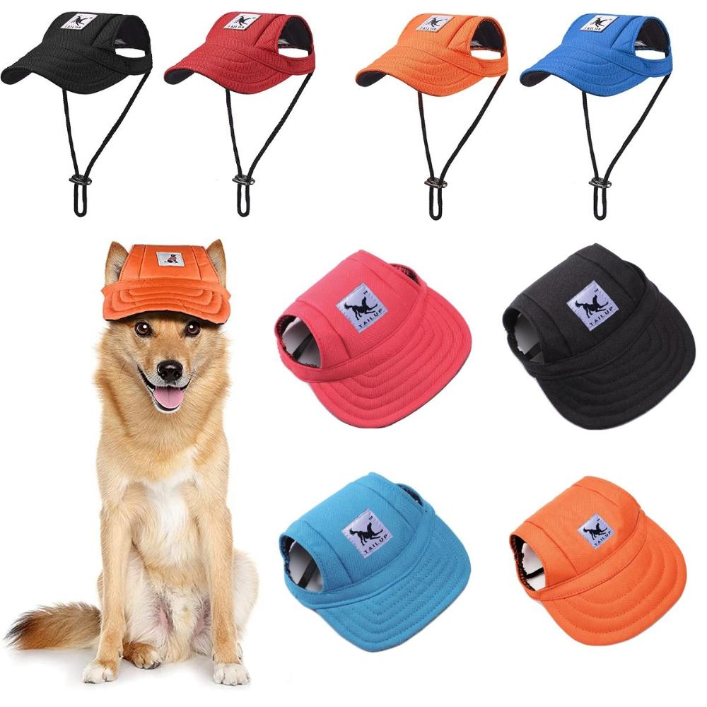 With Ear Holes Adjustable Chin Strap Puppy Dog Visor Hats Sun Protection Sunbonnet Baseball Cap