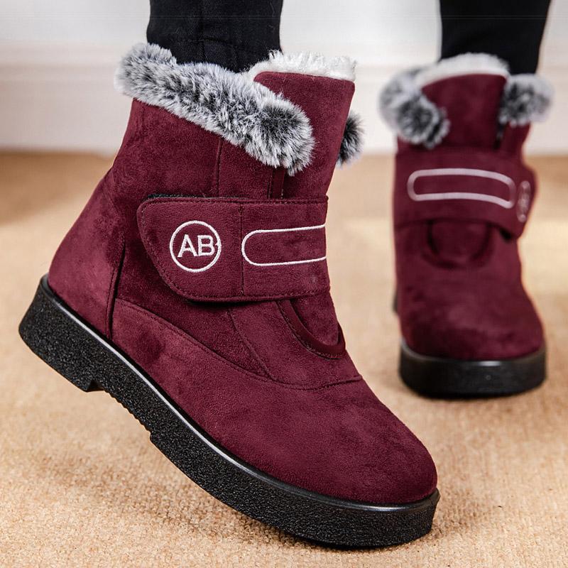 Женские Ботинки Модный Дизайнер Анkle Boots Зимняя Обувь для Женщин Теплые Мех Botas Mujer Низкий Каблук Зимняя Обувь для Женщины Снегоступы