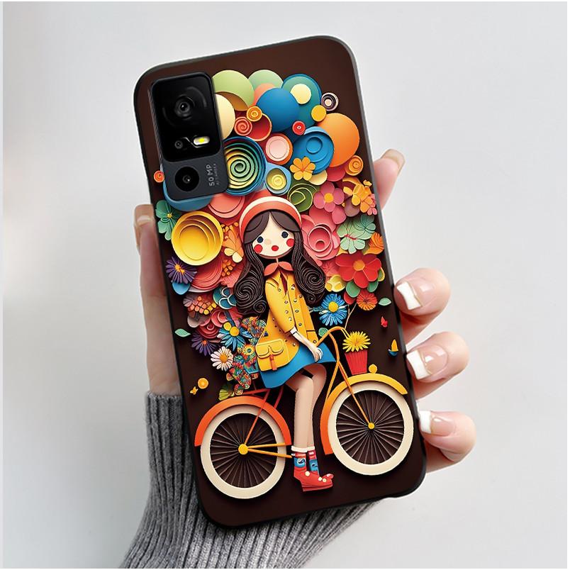 Cute Casing For TCL 40R/Sharp Aquos V6 5G Lucky Design Soft Black Case For TCL 40 SE Drift Bottle Pattern Shockproof Shell