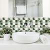 10Pcs Glossy Marble Mosaic Tile Stickers Waterproof Self-Adhesive Geometric Wall Floor Decals Kitchen Backsplash Home DIY Decoration