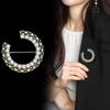 Elegant brooch, synthetic pearl initial design for women, vintage style, with faceted pearls.