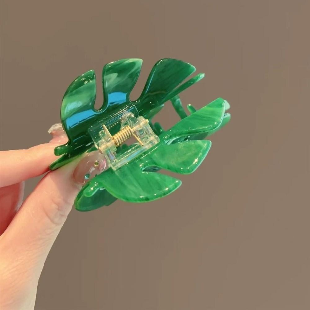 Leaf Style Shark Grab Clip Simple Design Leaf Style Clip Cute New Texture Clip Hair Accessory