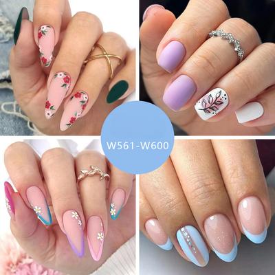 Летние красочные свежие и милые цветы европейские и американские накладные ногти однотонные матовые элементы нейл-арта модные украшения для ногтей