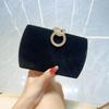 Velvet Rhinestone Clutch with Chain - Evening Bag for Cheongsam Dress