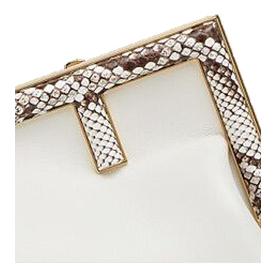 Fendi X Skims Collaboration F Buckle Python Trimmed Lambskin Handbag Women handbag White 8BP129-AGWR-F1GEN