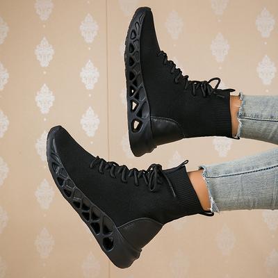 Новые кроссовки из летучего трикотажа на платформе, уличные, дорожные, универсальные, модные, носки-обувь, галоши