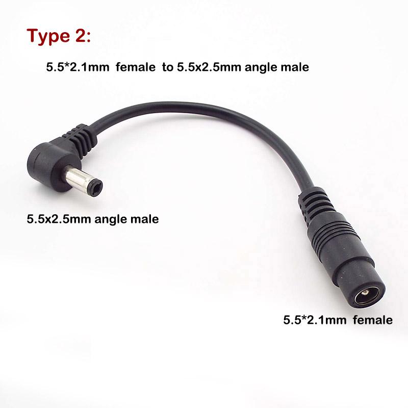 Кабель постоянного тока 5,5 x 2,5 мм «папа» — «мама» 5,5 x 2,1 мм, угловой адаптер 5,5 * 2,5 мм, кабель для зарядки под прямым углом 90 градусов