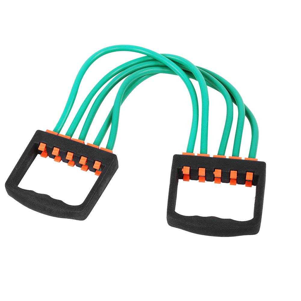 Пять резиновых эспандеров для груди с сильным сопротивлением для тренажерного зала, фитнеса, спортивных тренировок, зеленого цвета