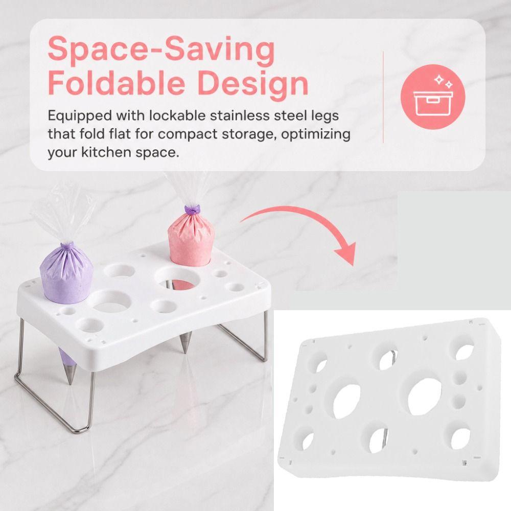 Stainless Steel Piping Bag Holder PP Baking Tool Practical Piping Bag Shelf Kitchen Storage
