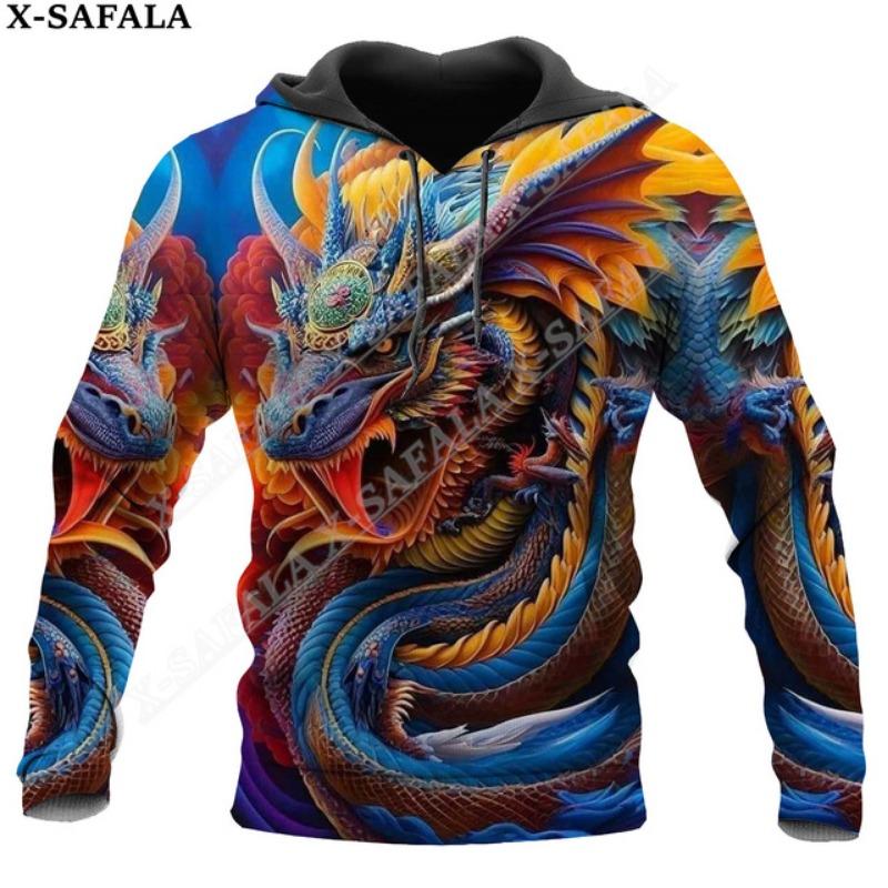 Мифический дракон искусство луна 3D принт молния толстовка мужской женский пуловер толстовка с капюшоном куртка трикотажное пальто спортивные костюмы-1