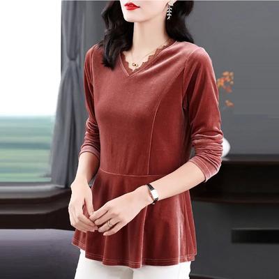 Топы женские осенне-зимние теплые удобные рубашки с V-образным вырезом футболки с длинным рукавом свободные повседневные свитера топ