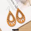 1 пара Богемные деревянные серьги-подвески с полым узором, геометрический этнический стиль, идеально подходят для женщин, легкие серьги, ювелирный подарок