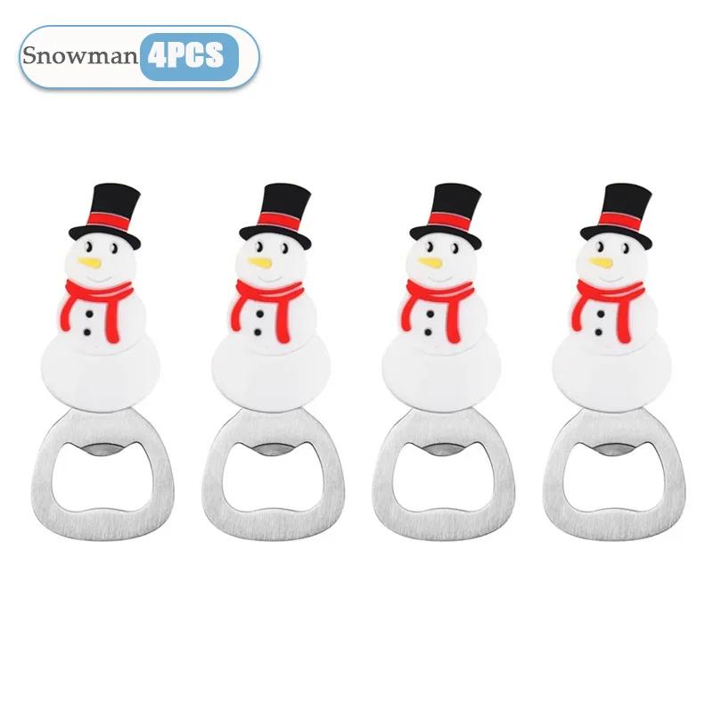 1-10PC Christmas Magnetic Bottle Opener Santa Claus Beer Eagle Silicone Fridge Magnet Kitchen Tool Holiday Gift Party Home Decor