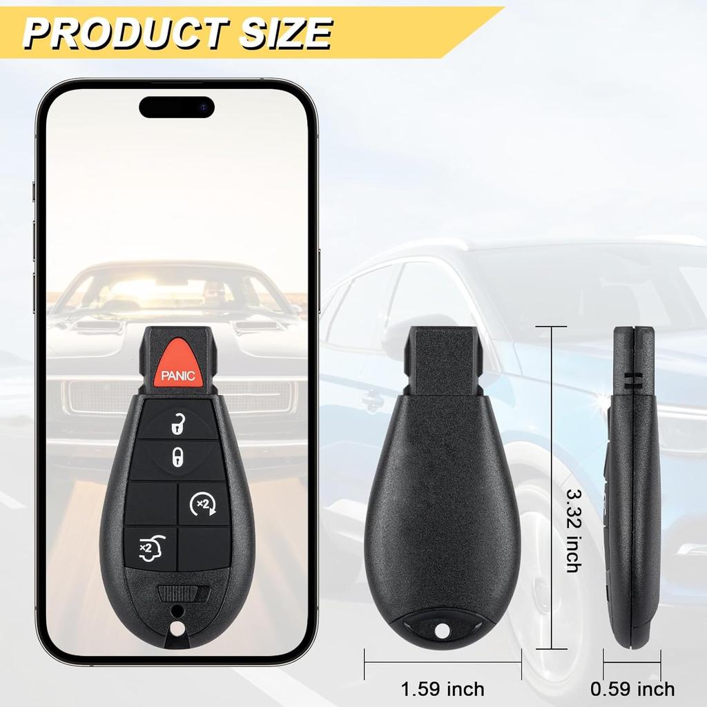 Key Fob Replacement for 2008-2013 Grand Cherokee/ 08-10 Commander Car Keyless Entry Remote Control, M3N5WY783X IYZ-C01C, 5 Buttons, 2Pcs