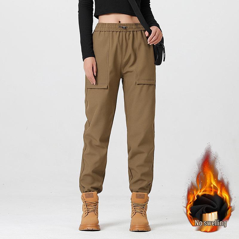 Осенне-зимние унисекс ветрозащитные софтшелл брюки для хайкинга с водонепроницаемой бархатной подкладкой, с возможностью нанесения логотипа