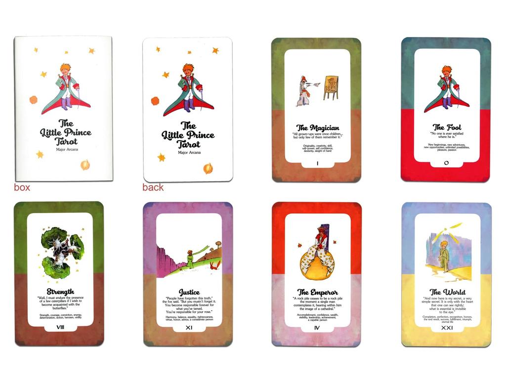 Nichiyu Tarot Waite Fortune Telling Little Prince Major Arcana Cards Includes Japanese Instruction Manual cards depicting wonderful story in Cards,