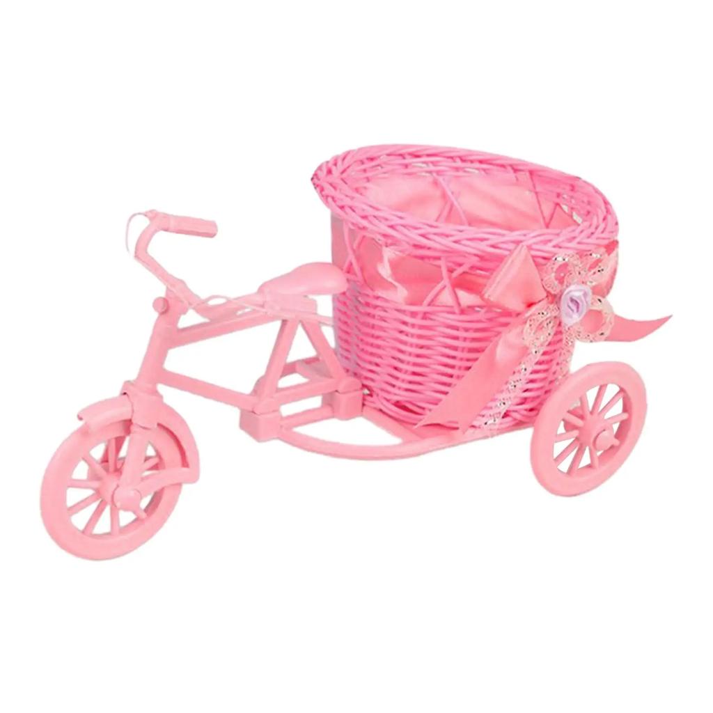 Bicycle Artificial Flower Basket Vase Mini Gifts Tricycle Planter Plant Stand for Wedding Party Garden Birthday Home Decor