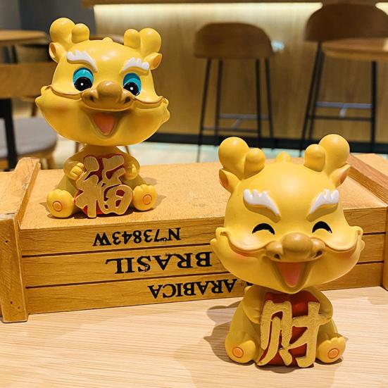 2024 талисман Lucky Dragon, фигурка с покачивающей головой, украшение для приборной панели автомобиля, китайский зодиакальный дракон
