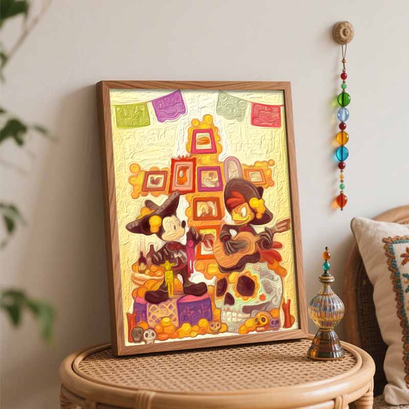Disney Mickey Mouse and Donald Duck Day of the Dead digital oil painting art kit DIY handmade home decoration gift