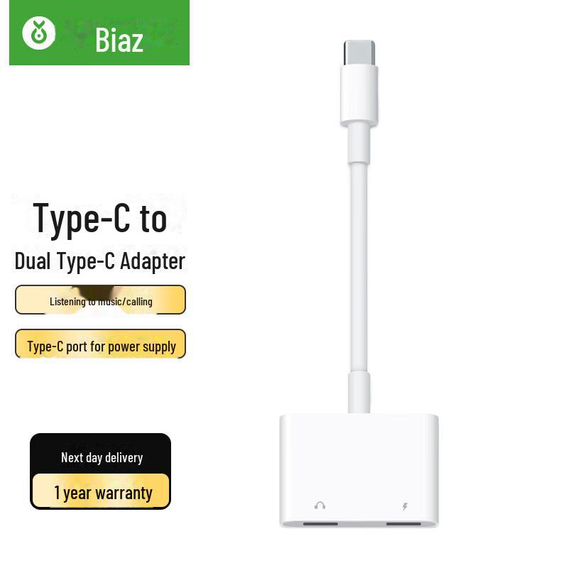 Адаптер для наушников Biaz 2-в-1 Type-C: Аудио и PD зарядный преобразователь