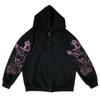 Retro Black Printed Zipper Hoodie: Women's Korean, European, & American Style Sweatshirt