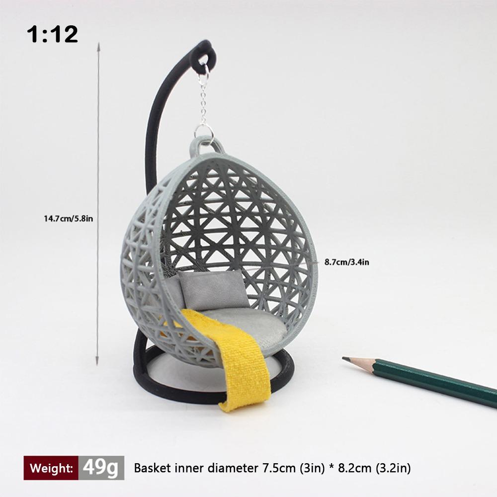 Белая кукольная домик Подвесное кресло-корзина Сцена Модель 1:12/1:20/1:25/1:30 миниатюрных подвесных стульев Фото реквизит Песочный стол Мебель