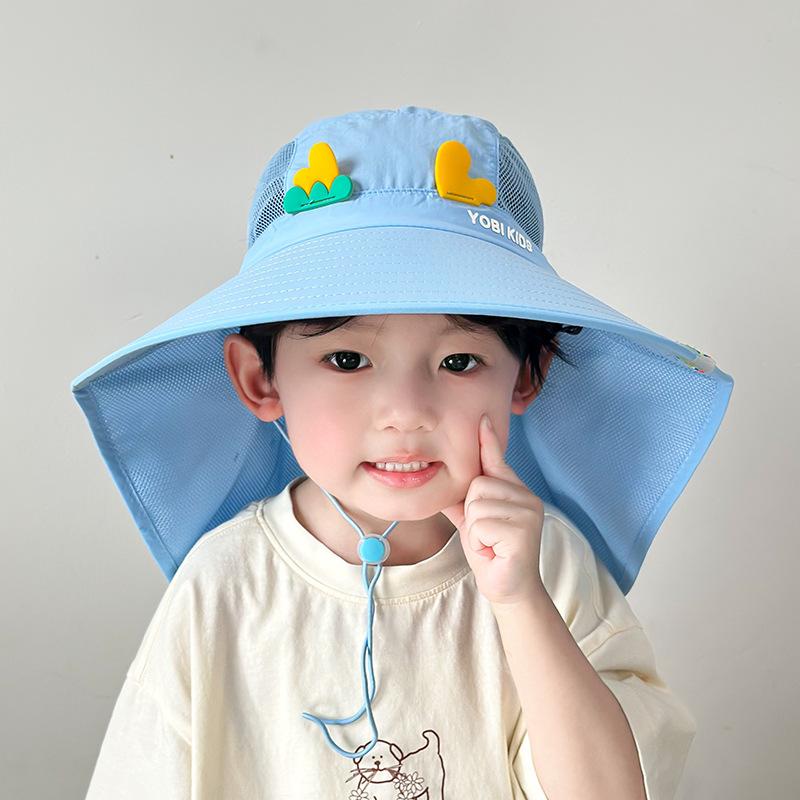 Children's Hat Summer Cartoon Sun Protection Sun Hat Face Protection UV Mesh Breathable Boy and Girl Shawl Hat