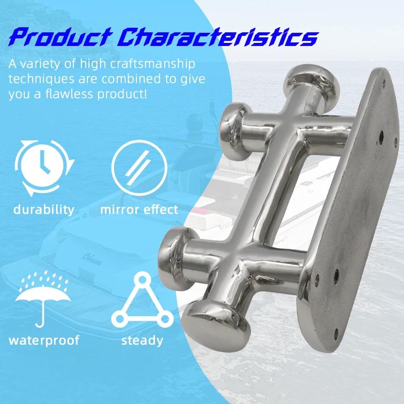 316 Stainless Steel Double Cross Boat Bollard Cleat Durable Marine Hardware Boat Accessories Mooring Column Cable Pile Mooring Pile
