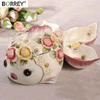 BORREY 3D Relief Ceramic Goldfish Candy Snacks Plate Sugar Storage Tank Fruit Tray Home Decoration Artwork Birthday Wedding Gift