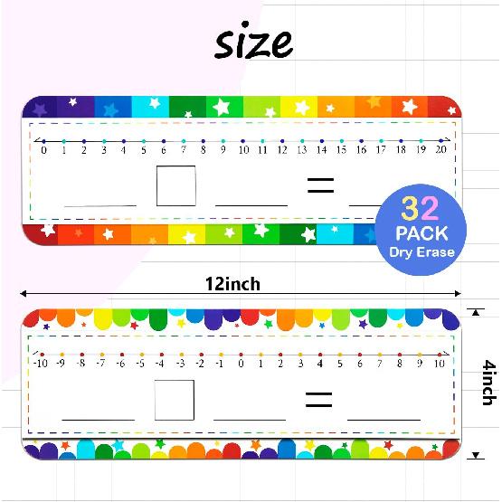 32 Pack Number Line Dry Erase White Board Double Sided Classroom Must Haves Math Manipulatives Teacher Supplies for Kindergarten Elementary Special