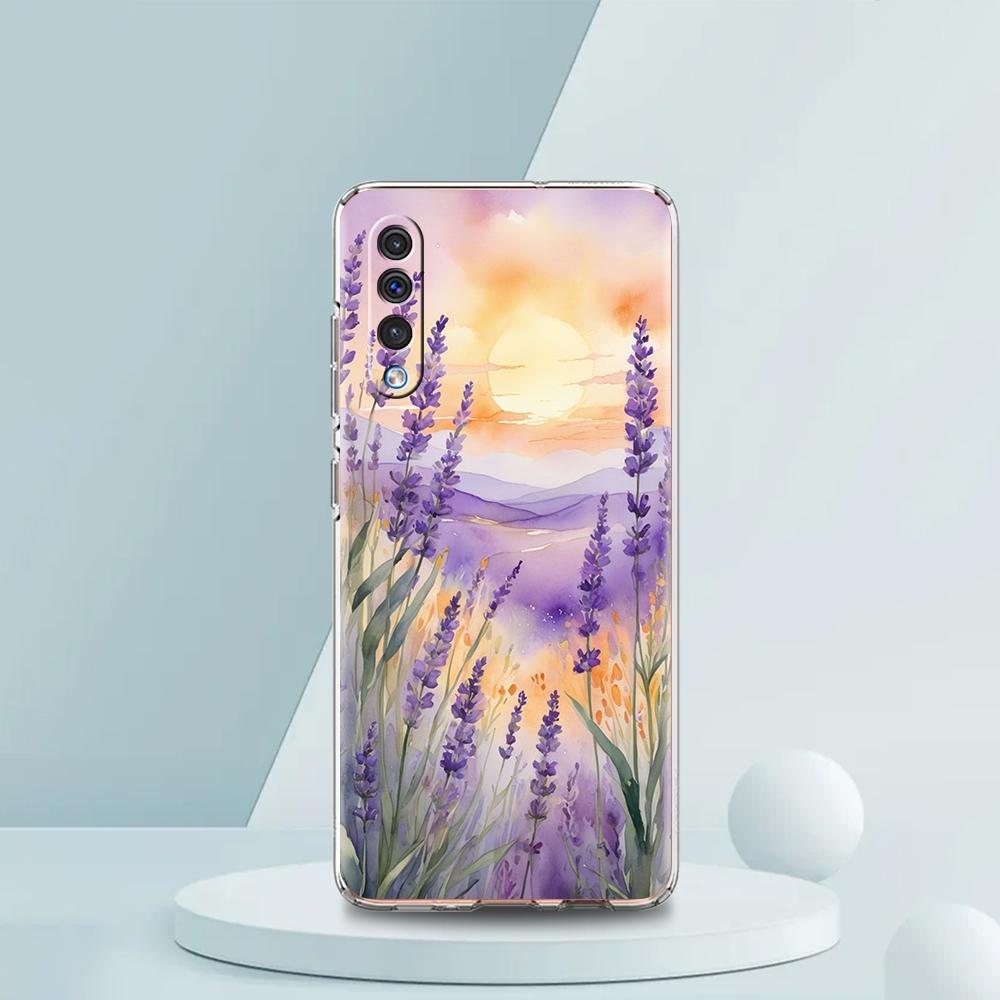 Прозрачный чехол для телефона для Samsung Galaxy A16 A14 A12 A22 A24 A42 A02 A03S A06 A20 A30 A40 Мягкий чехол из ТПУ Лавандовый узор Capas