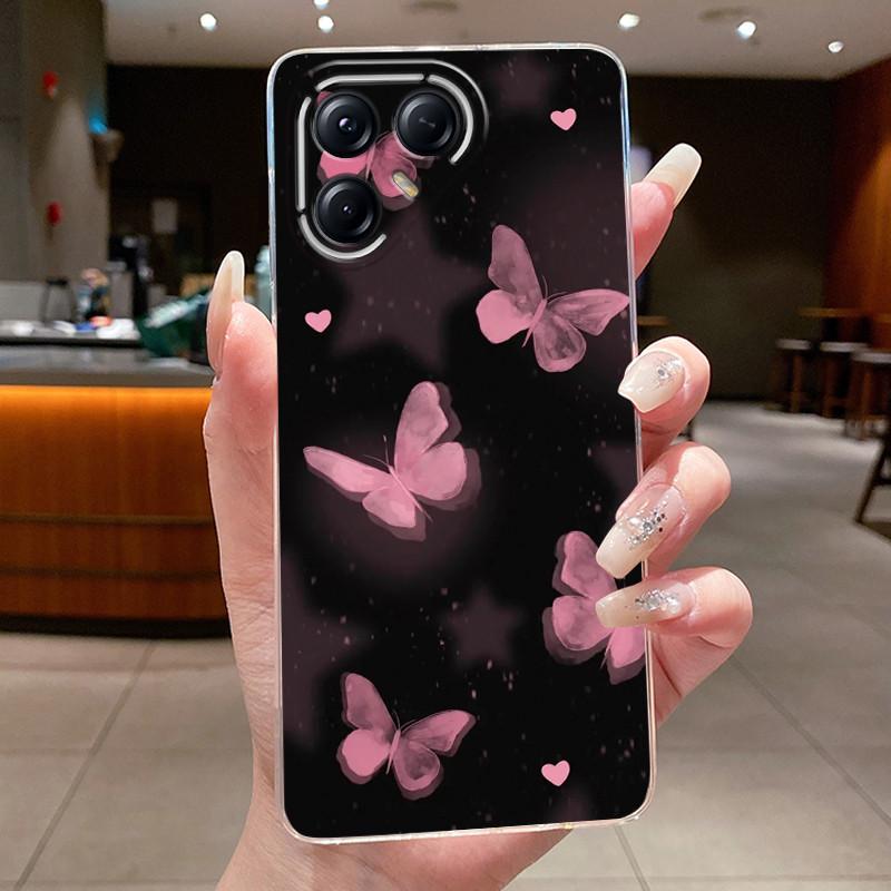 Для Tecno Pova 7 Pro LJ8 Чехлы Pova7 Ultra LJ9 Neo LJ6 LJ7 Funda Цветок Бабочка Чехол для Телефона Мягкий Силикон Прозрачный ТПУ Чехол
