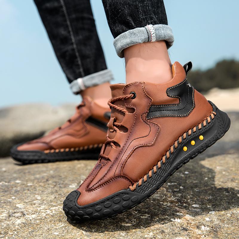 Fashion Non-Slip Male Walking Footwear Retro Style Men's Basic Boots Fashion Comfortable Leather Botas Classic Outdoor Motocross Boots