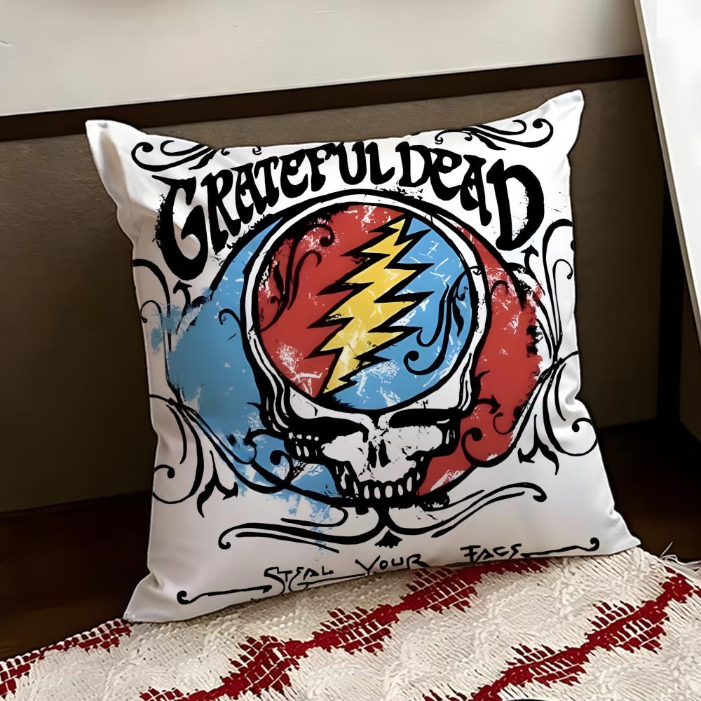 Band GGrateful DDead Cushion Cover Reversible Soft Durable Pillow Cover Home Car MultiScene Use for Daily Comfort