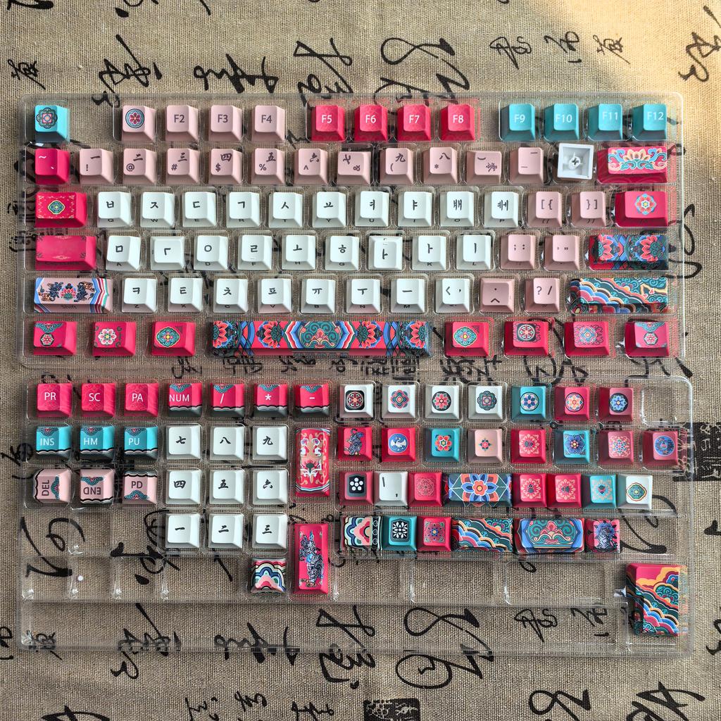 MAIMOOO Korean Keycaps Retro Cherry Morandi Green Pbt Custom Aula Ajazz Hangul Retro Keyboard Keycaps