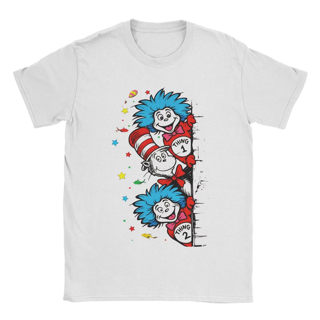 Unisex Women Graphic Printed Cartoon Thing 1 Thing 2 Buddies reading day  Tee T Shirt Cotton  Tshirts Clothes