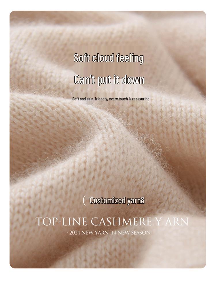 Women's Cashmere Sweater - Autumn/Winter Lazy Style, Thick Loose Knit, Round Neck Pullover Base Layer