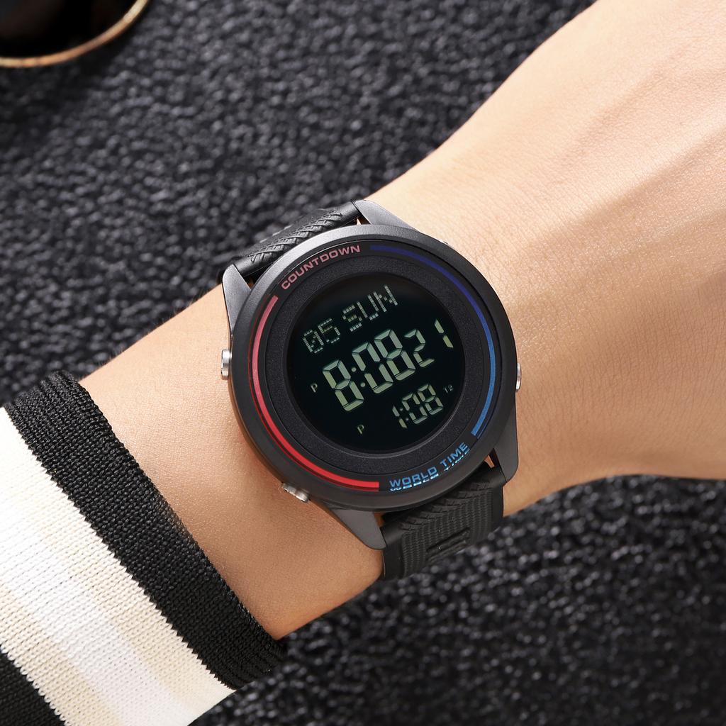 Цифровые часы SKMEI 2348 для мужчин и женщин с подсветкой, водонепроницаемость 50 м, мировое время, ежедневный будильник