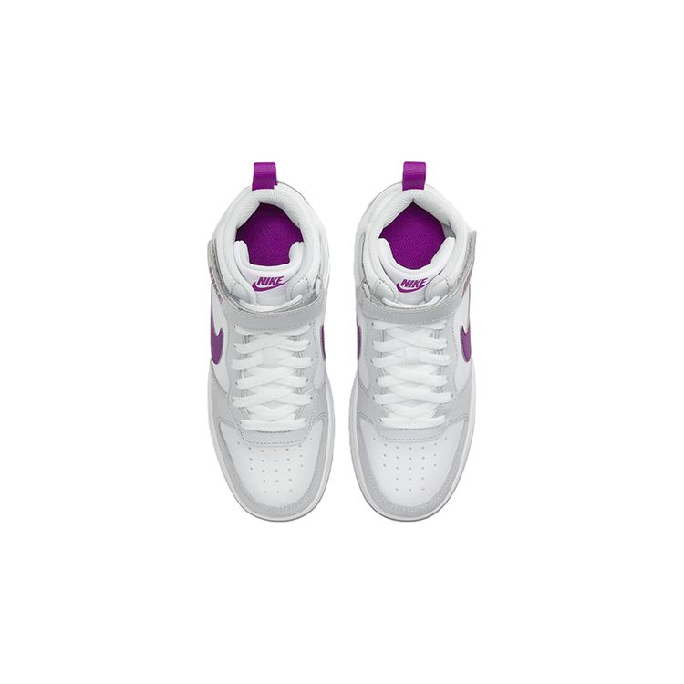 Nike Court Borough Mid 2 GS Pure Platinum Vivid Purple Детские кроссовки Серо-белые Мятно-пенистые CD7782-009
