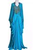 Moroccan Stylish Kaftan Blue Georgette Jacket Gown Dress Islamic Kaftan Dubai