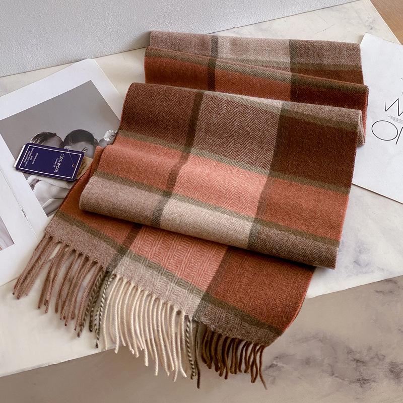 Премиальный темно-синий клетчатый шерстяной шарф для мужчин - роскошный зимний подарок для парня, отца или пожилых людей