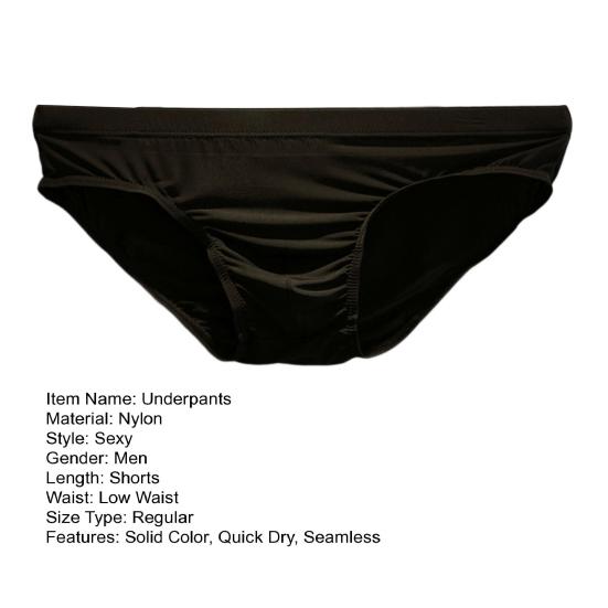 Men Briefs Ice Silk Low Waist Solid Color Ultra Thin Seamless Quick Dry Underpants Panties Underwear for Daily Wear