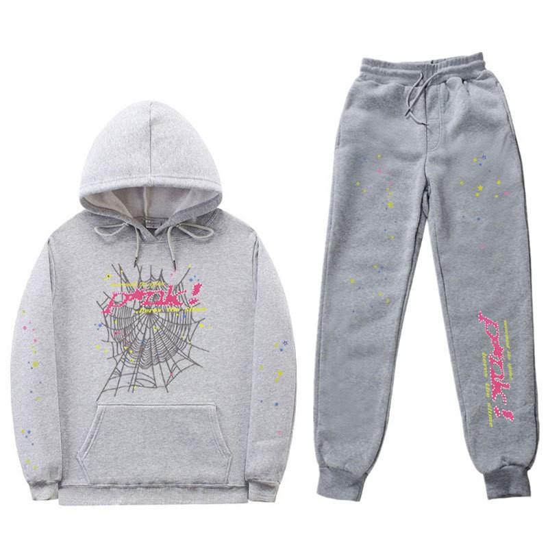 Pink Inspired Unisex Hooded Sweatshirt Pants Set Casual Sportwear Fall