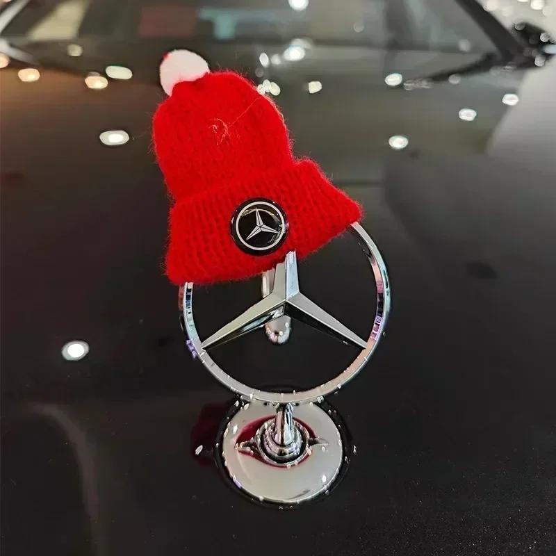 Red Christmas Hat Car Hood Grille Chrome Star Emblem Gifts For Mercedes Benz Maybach W240 E S Class E300l W217 W220 W221 W222 fui8