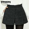 Woolen Shorts Women Classic Vintage Wild Shorts Ladies Elegant High Waist Wide Leg Shorts Casual