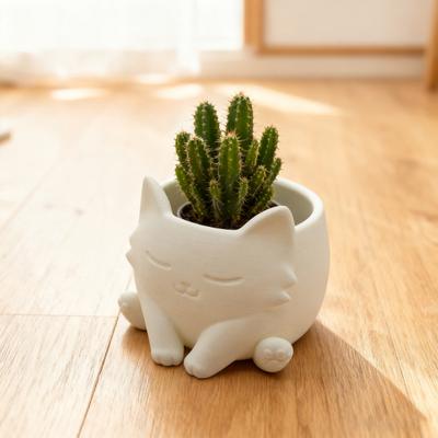 Yousheng 3D-печатный горшок-кашпо в виде кошки для комнатных и уличных растений, суккулентов, трав, цветочный контейнер, украшение для дома, балкона, сада